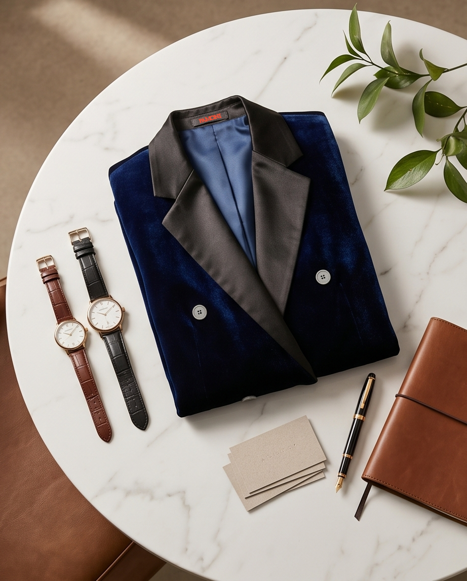 Navy Double Breasted Dinner Jacket