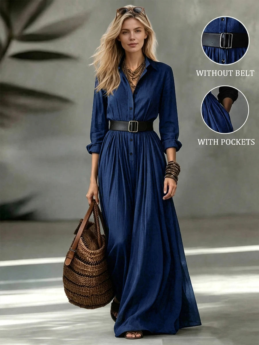 Vestido longo feminino de outono/inverno com gola alta pequena, frente semiaberta e manga comprida, roupa de férias, vestido elegante de festa, vestido de formatura, vestido casual, vestido formal, estilo campestre, vestido preto