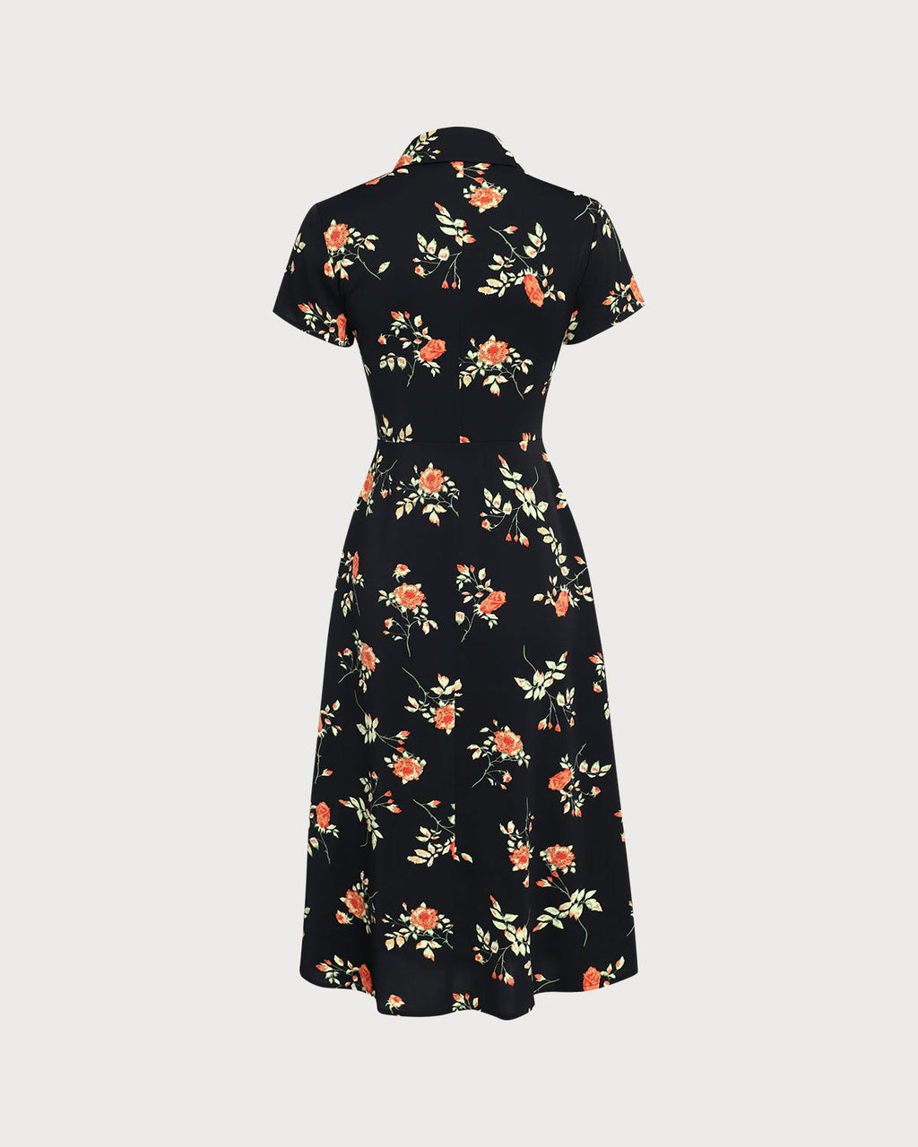 Glória - Robe Midi Noire Fleurie