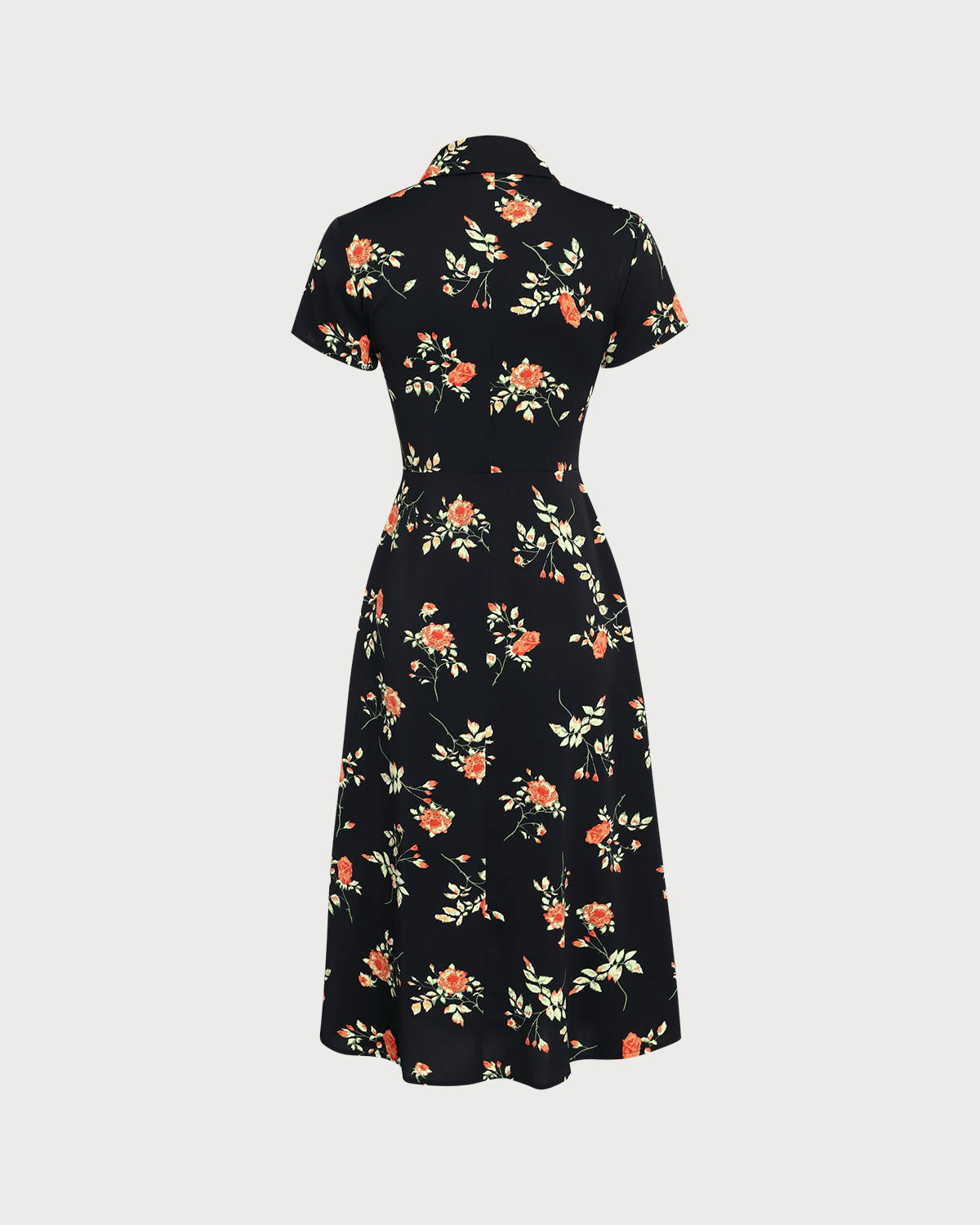 Glória - Robe Midi Noire Fleurie