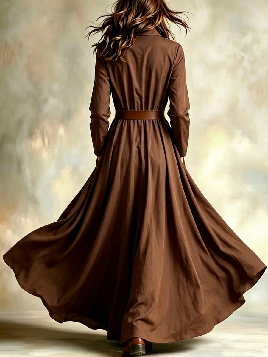 Vestido casual para mulher, para deslocações e férias, com gola de lapela, cintura marcada, bainha com abertura, para uso diário, encontros e festas