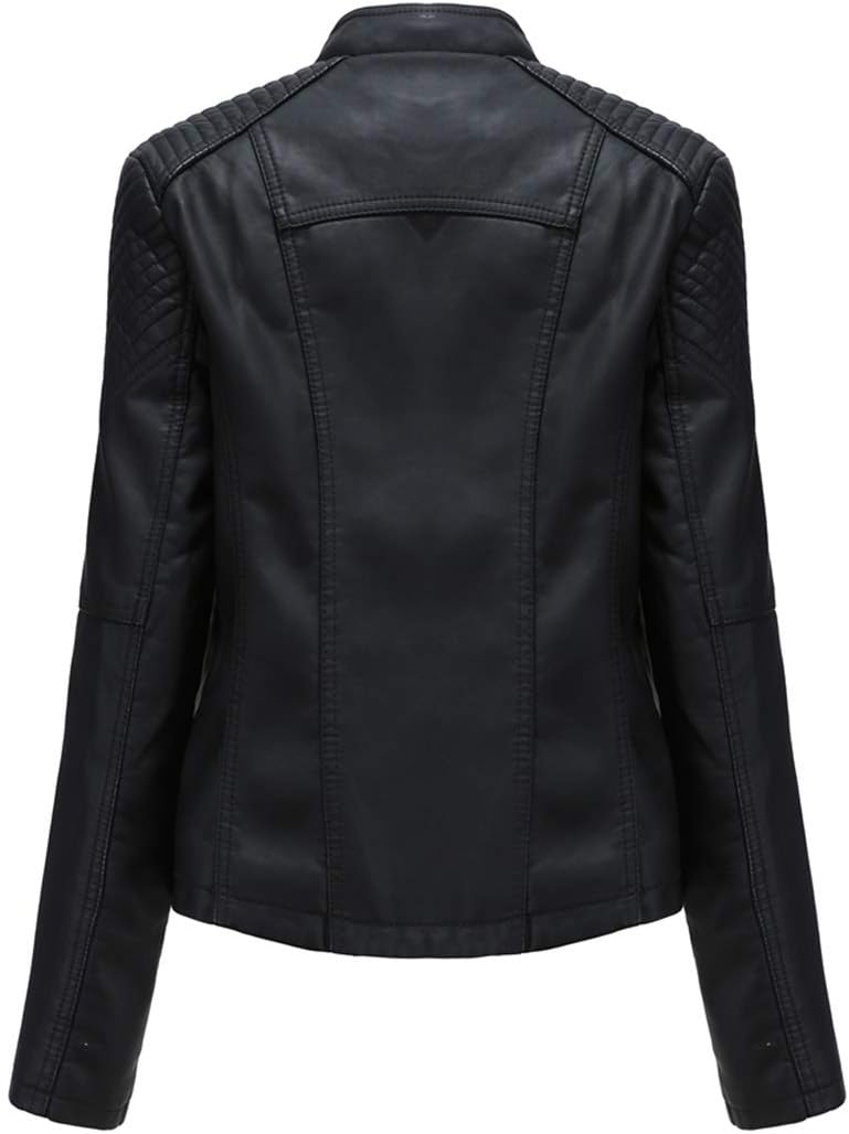 YYNUDA - Casaco de moto, para mulher, de pele sintética e estilo vintage