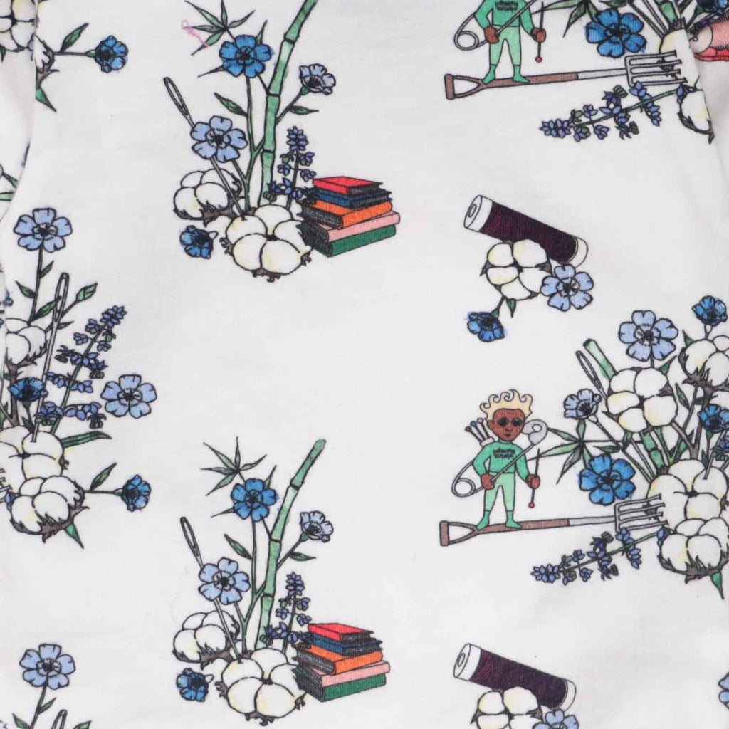 Girls Off-White Dress with Floral Print