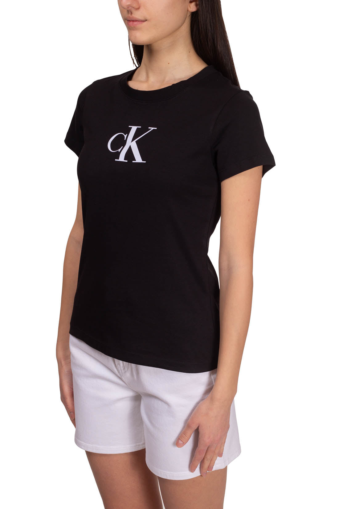 CALVIN KLEIN JEANS - Women's slim T-shirt with satin logo  - Size S