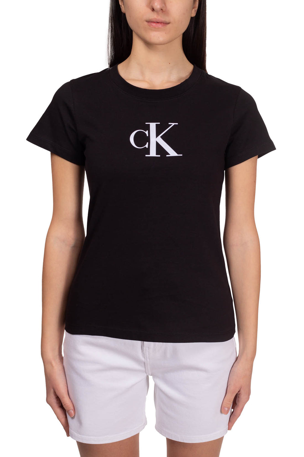 CALVIN KLEIN JEANS - Women's slim T-shirt with satin logo  - Size S