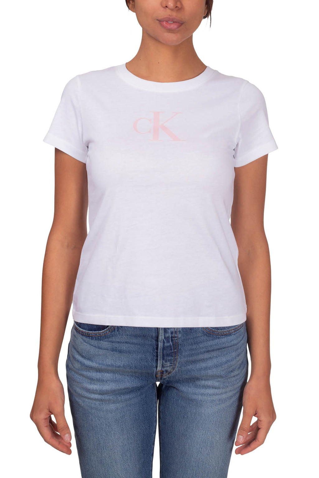 CALVIN KLEIN JEANS - Women's slim T-shirt with satin logo  - Size S