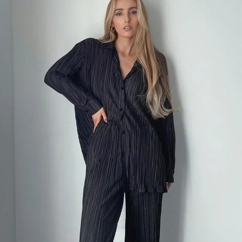 CM.YAYA-conjunto de duas peças de treino para mulheres, camisa de manga comprida, tops e calças largas, moletom elegante, roupas fitness