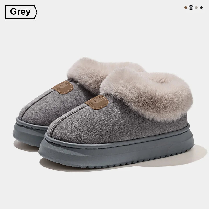 Chinelos de inverno forrados de lã para homens e mulheres com capa de tornozelo sola grossa leve eva interior ao ar livre sapatos de casa quentes múltiplos c