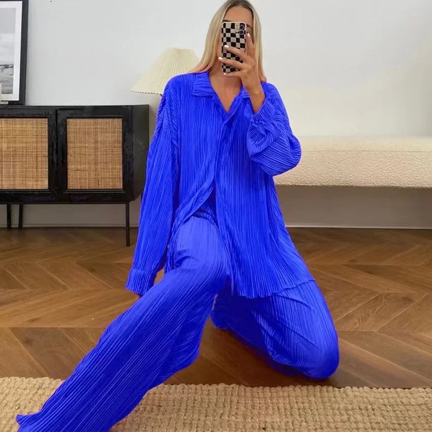 CM.YAYA-conjunto de duas peças de treino para mulheres, camisa de manga comprida, tops e calças largas, moletom elegante, roupas fitness
