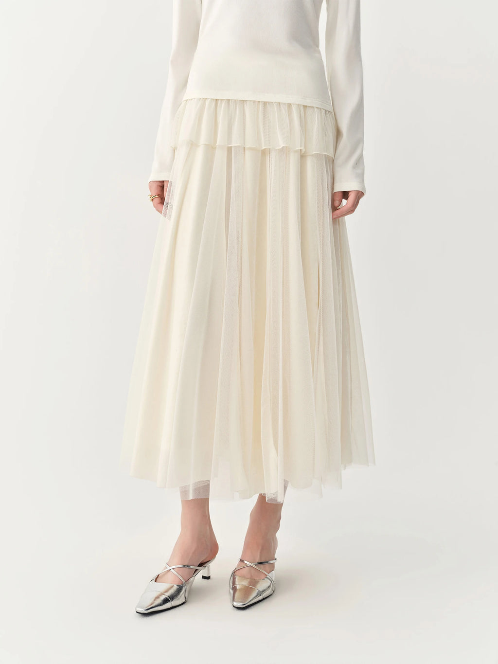 Conjunto FSLE de Camiseta de Gola Alta em Malha Estilo Coreano e Saia Midi de Veludo em A-line, Novo Estilo de Inverno 2026, Conjuntos Sólidos Elegantes e Delicados