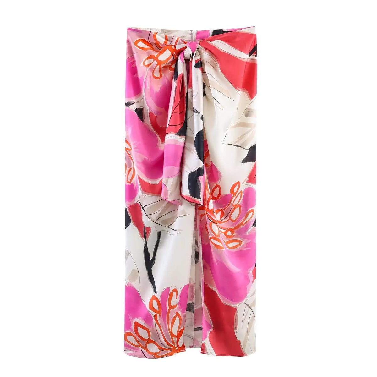 Conjuntos de Saia de Cetim Estampada Feminina da Moda: Tops Regata Plissados Sem Mangas ou Saias Midi Chiques com Cadarço para o Verão