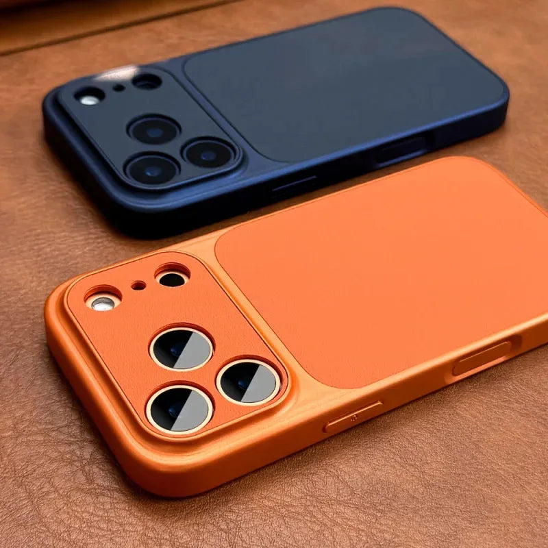 Capa de Telefone Retro Laranja Luxuosa e Nova para iPhone 18, 17Air, 16, 15, 14, 17Pro, 17Promax, Capa Dura com Laterais Macias