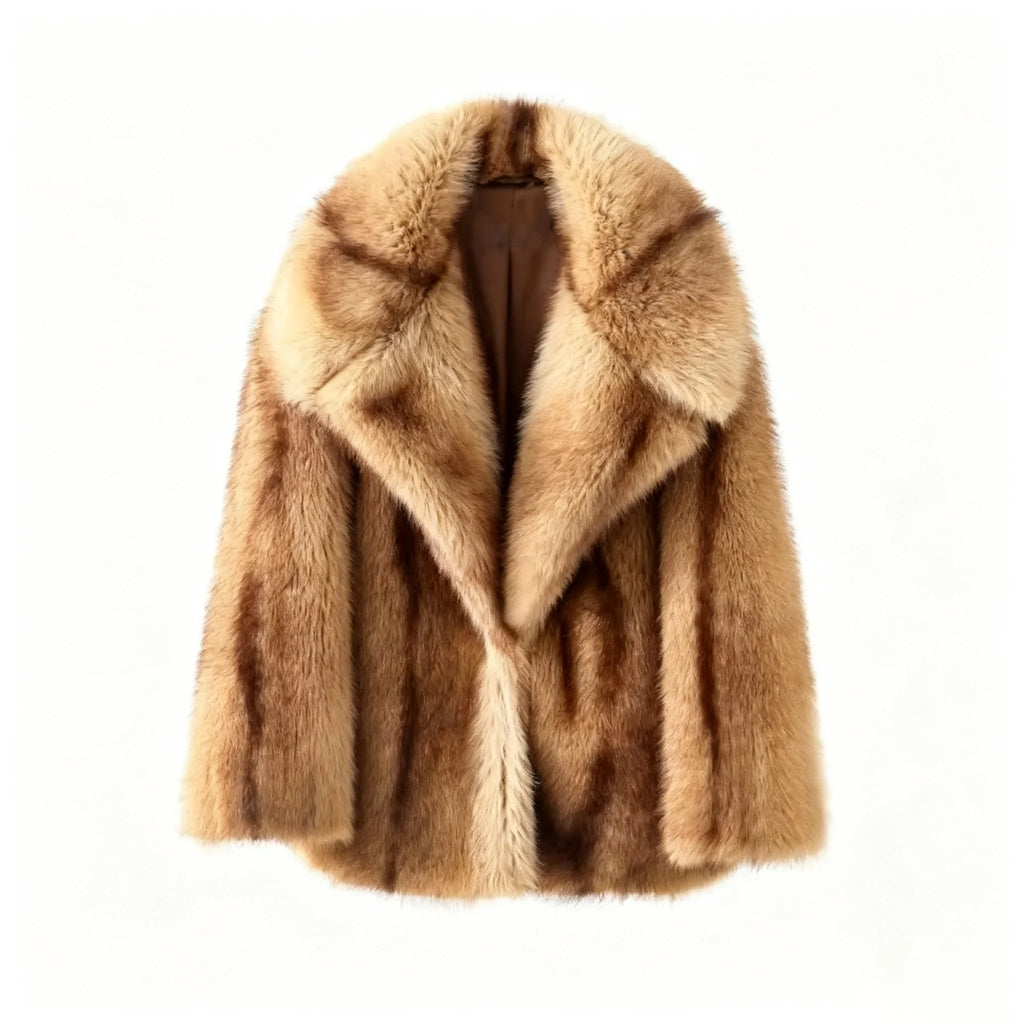 Pual marca de luxo moda feminina amarelo listrado jaqueta de pele do falso casaco chique meninas 2025 inverno oversized quente outerwear casaco