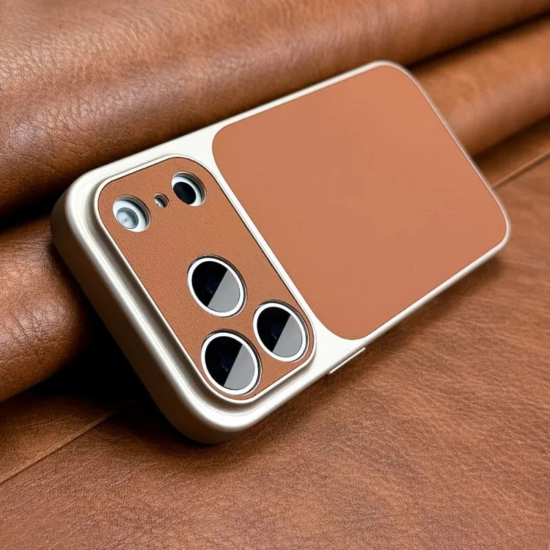 Capa de Telefone Retro Laranja Luxuosa e Nova para iPhone 18, 17Air, 16, 15, 14, 17Pro, 17Promax, Capa Dura com Laterais Macias