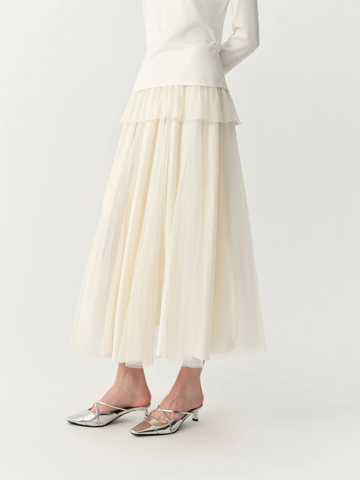 Conjunto FSLE de Camiseta de Gola Alta em Malha Estilo Coreano e Saia Midi de Veludo em A-line, Novo Estilo de Inverno 2026, Conjuntos Sólidos Elegantes e Delicados