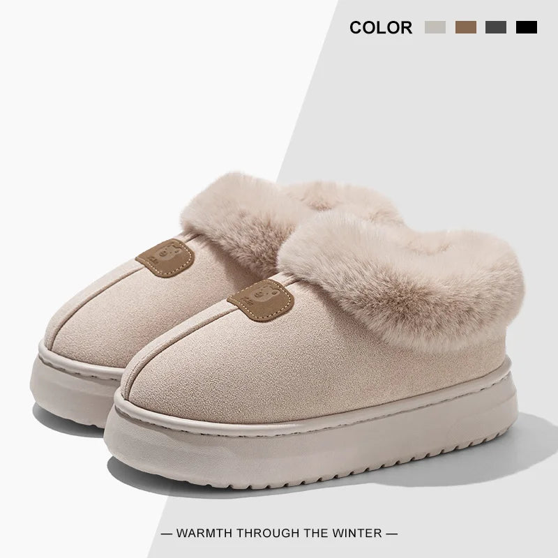 Chinelos de inverno forrados de lã para homens e mulheres com capa de tornozelo sola grossa leve eva interior ao ar livre sapatos de casa quentes múltiplos c