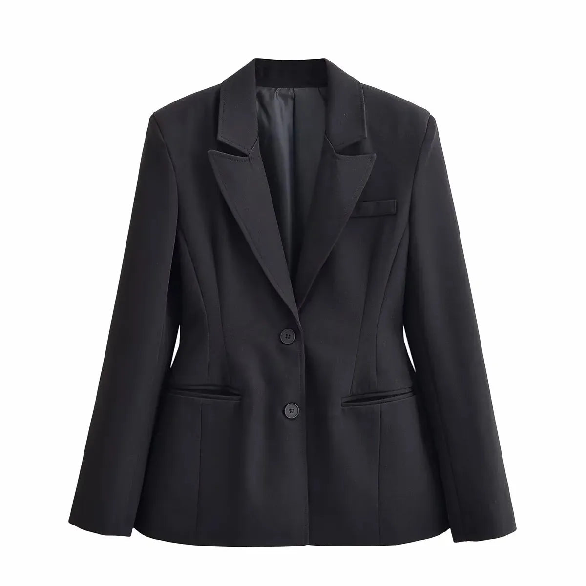 Novo Conjunto Feminino de 2 Peças: Blazer de Manga Longa com Corte Ajustado e Calças Simples de Cintura Alta, Elegante e Moderno