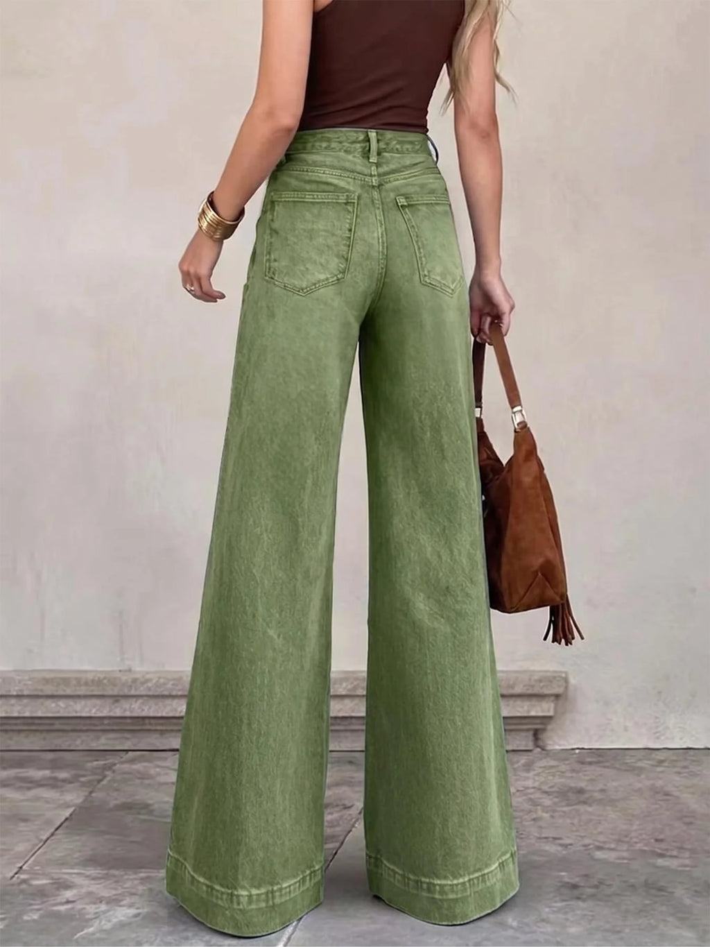 Calças Jeans Femininas de Cintura Alta e Elásticas - Calças Largas e Soltas