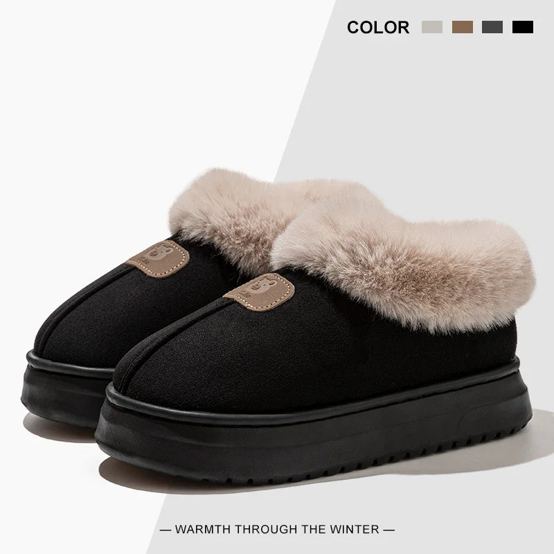 Chinelos de inverno forrados de lã para homens e mulheres com capa de tornozelo sola grossa leve eva interior ao ar livre sapatos de casa quentes múltiplos c