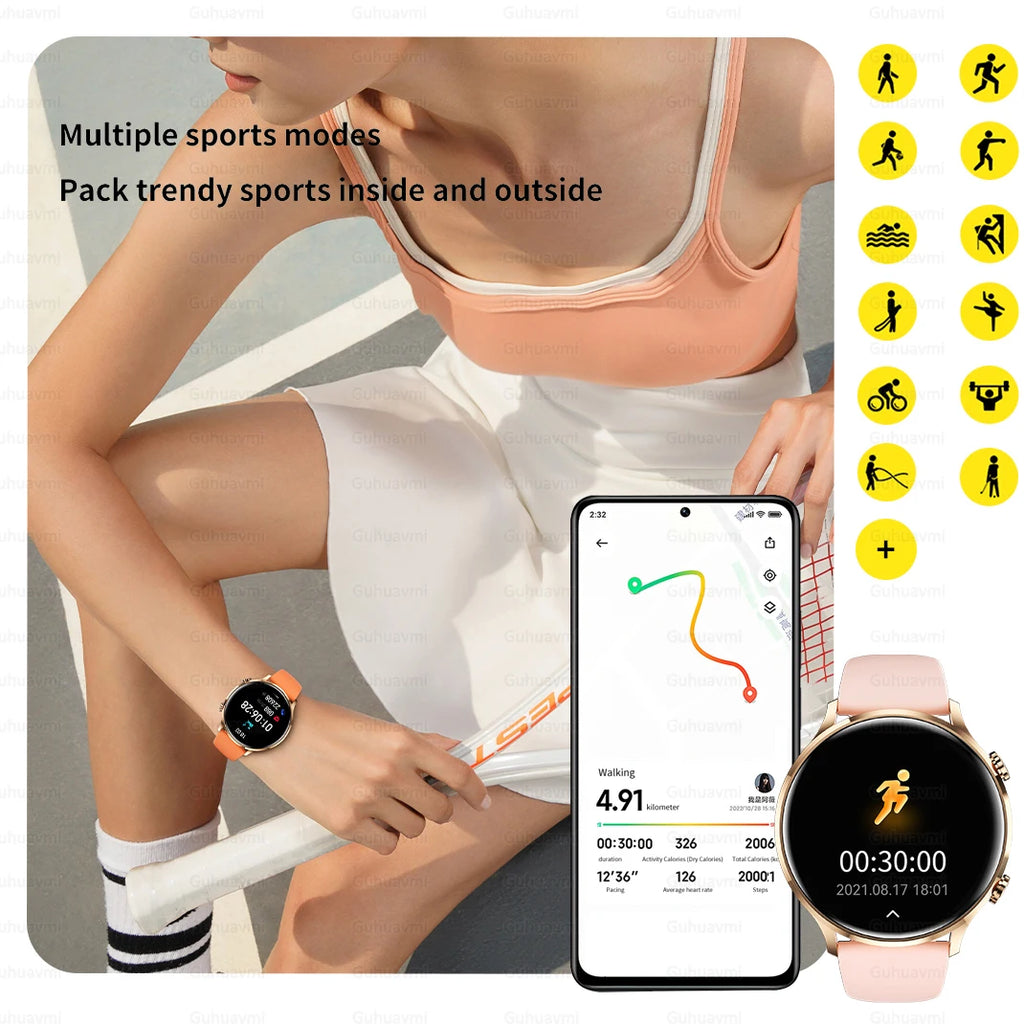 Novo Smartwatch 2026 para Mulheres com Tela AMOLED HD, Display Sempre Ativo, Chamada Bluetooth, IP68 à Prova d'Água, GPS, Relógio Inteligente para Homens, Compatível com Android e iOS