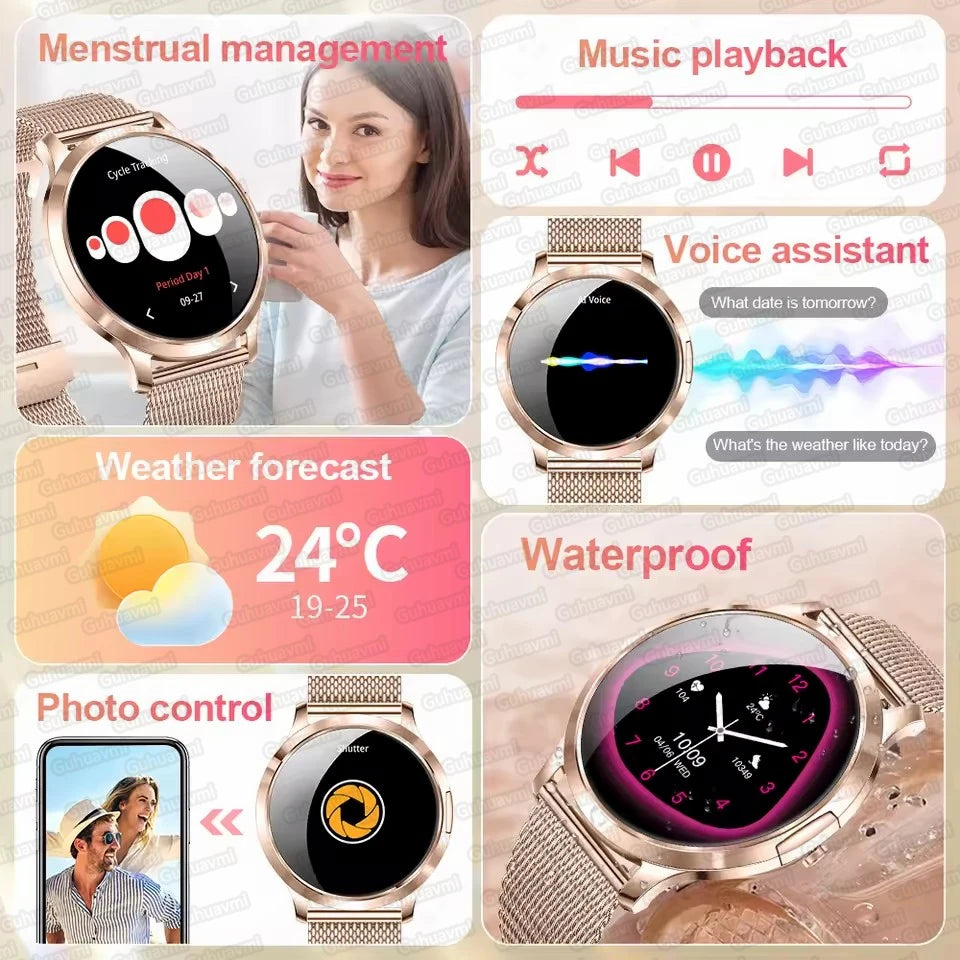 Novo Smartwatch 2026 para Mulheres: Presente com Tela Full Touch de 1.32 Polegadas, Relógio Esportivo Fitness com Chamadas Bluetooth e Smartwatch Digital Feminino