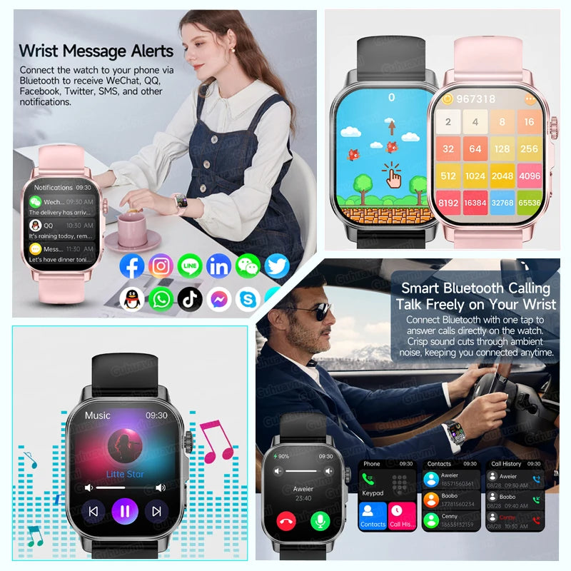 Smartwatch Feminino 2026 de Moda e Saúde com Tela AMOLED de 2.0", ECG, Exame Físico, Medição de Gordura, Ácido Úrico, Frequência Cardíaca e Chamada Bluetooth