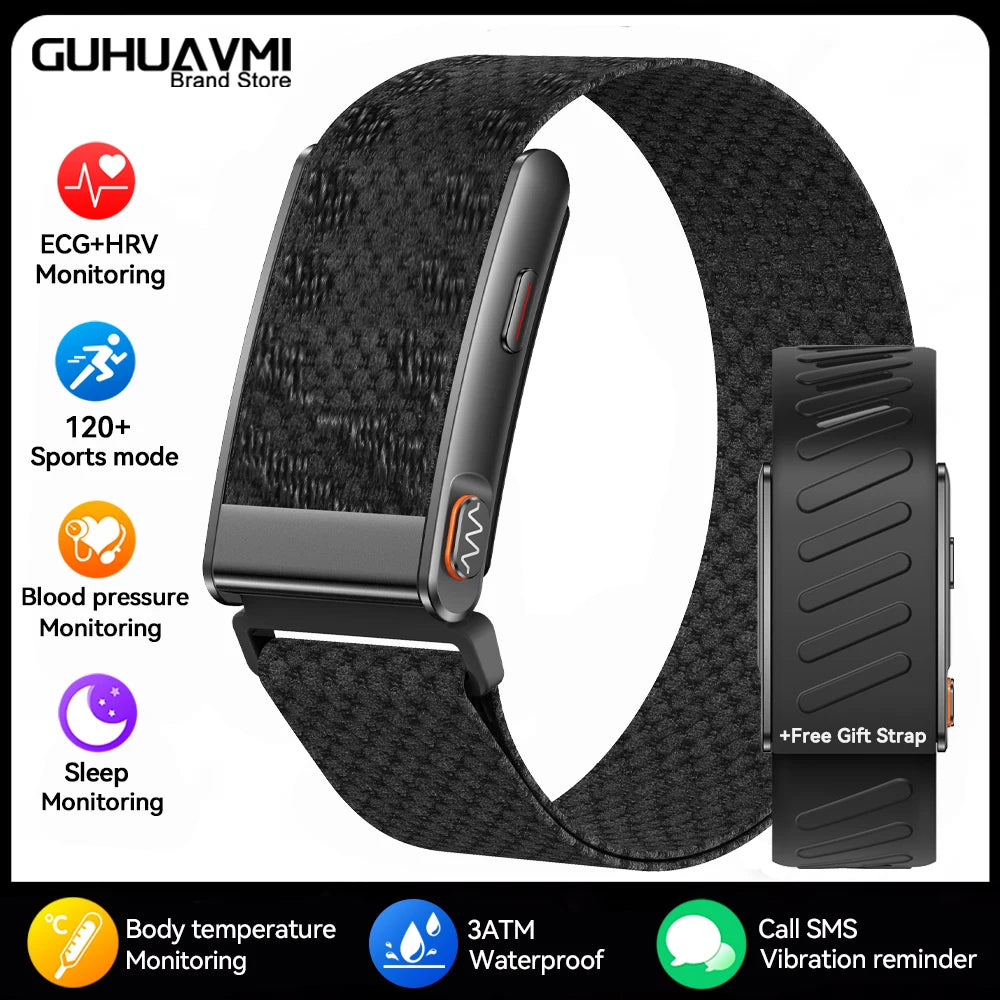 Novas Pulseiras Inteligentes de Saúde 2026 Sem Tela com ECG+PPG, Monitoramento 24/7 de Frequência Cardíaca, SpO2, Pressão Arterial, Gordura Corporal, Rastreador de Fitness 3ATM, Smart Band