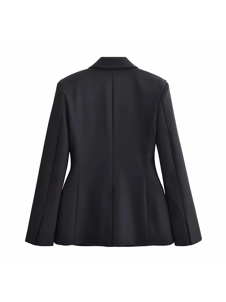 Novo Conjunto Feminino de 2 Peças: Blazer de Manga Longa com Corte Ajustado e Calças Simples de Cintura Alta, Elegante e Moderno
