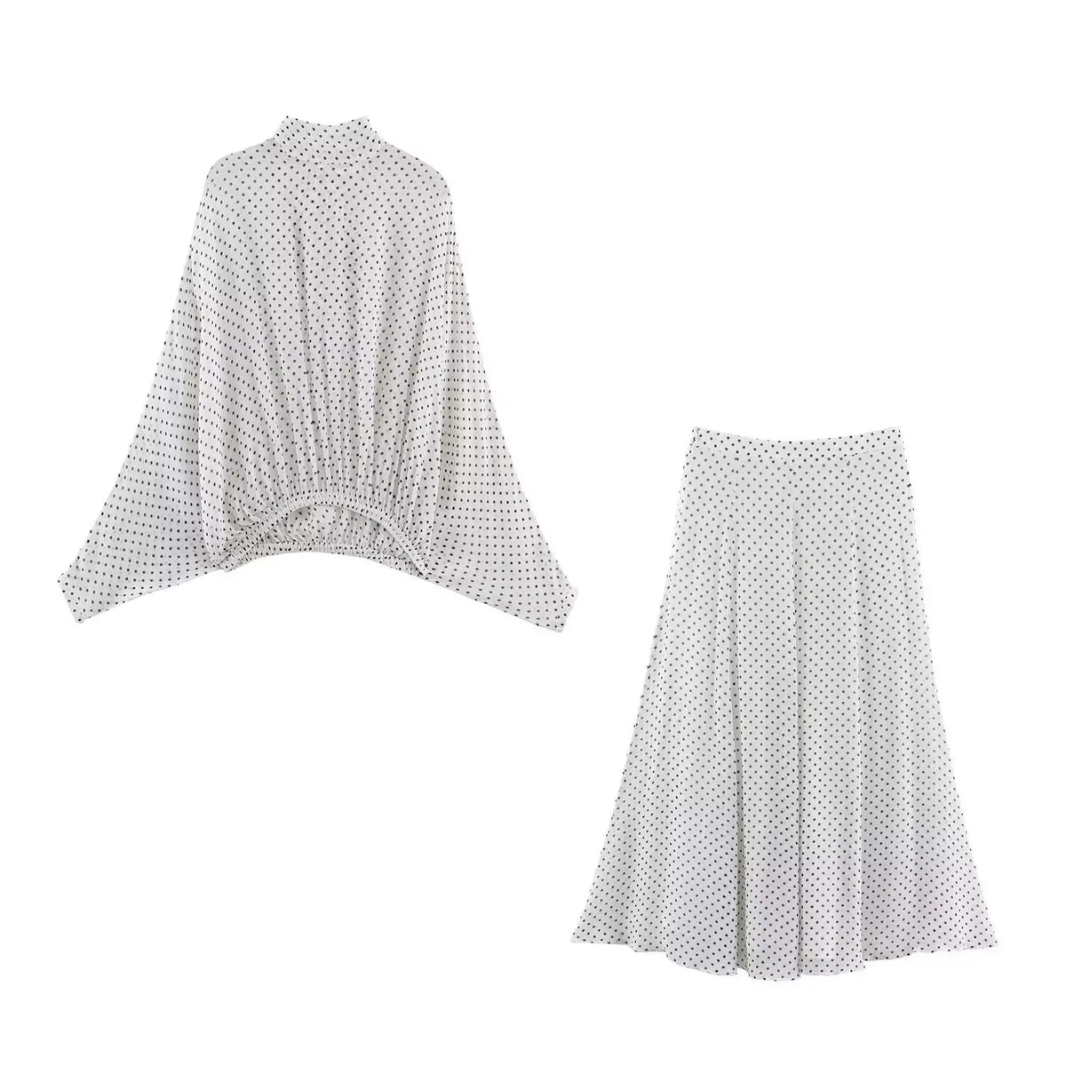 Conjuntos Femininos KONDALA Vintage com Poás, Blusas Soltas de Chiffon com Laço e Saias Longas Soltas, Moda Primavera Verão 2026, Trajes para Férias