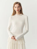 Conjunto FSLE de Camiseta de Gola Alta em Malha Estilo Coreano e Saia Midi de Veludo em A-line, Novo Estilo de Inverno 2026, Conjuntos Sólidos Elegantes e Delicados