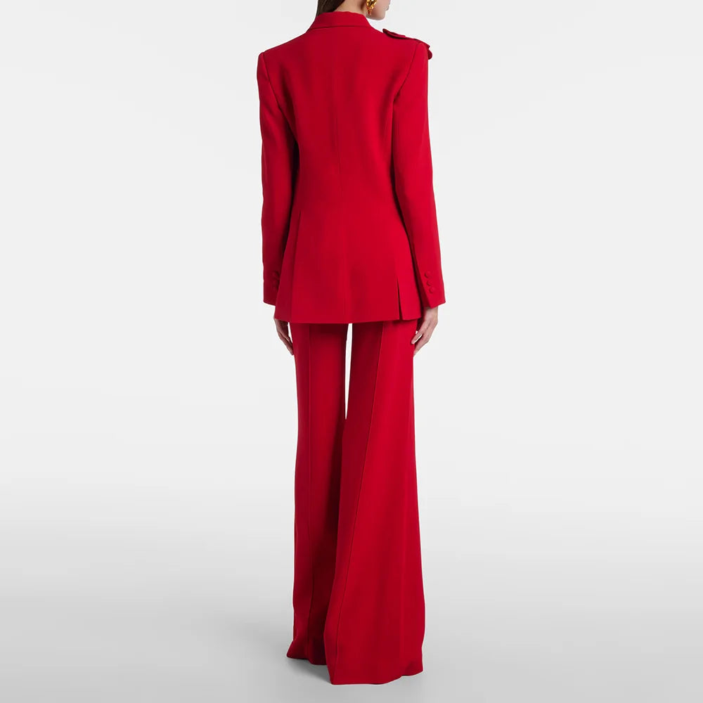 Conjunto de Terno Feminino de Designer da Moda 2026 HIGH STREET, Jaqueta com Flores Tridimensionais e Calças, 2 Peças