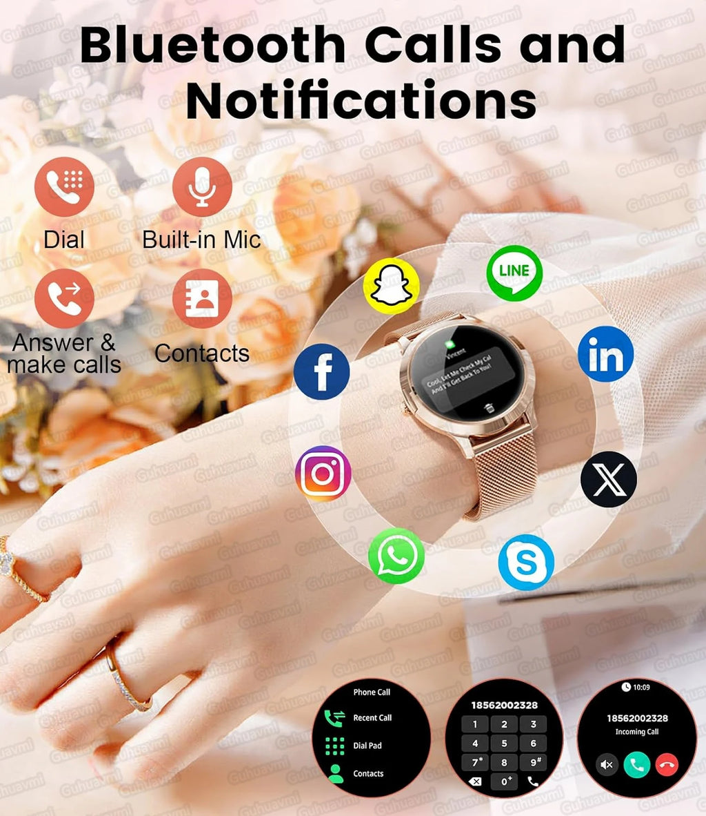 Novo Smartwatch 2026 para Mulheres: Presente com Tela Full Touch de 1.32 Polegadas, Relógio Esportivo Fitness com Chamadas Bluetooth e Smartwatch Digital Feminino