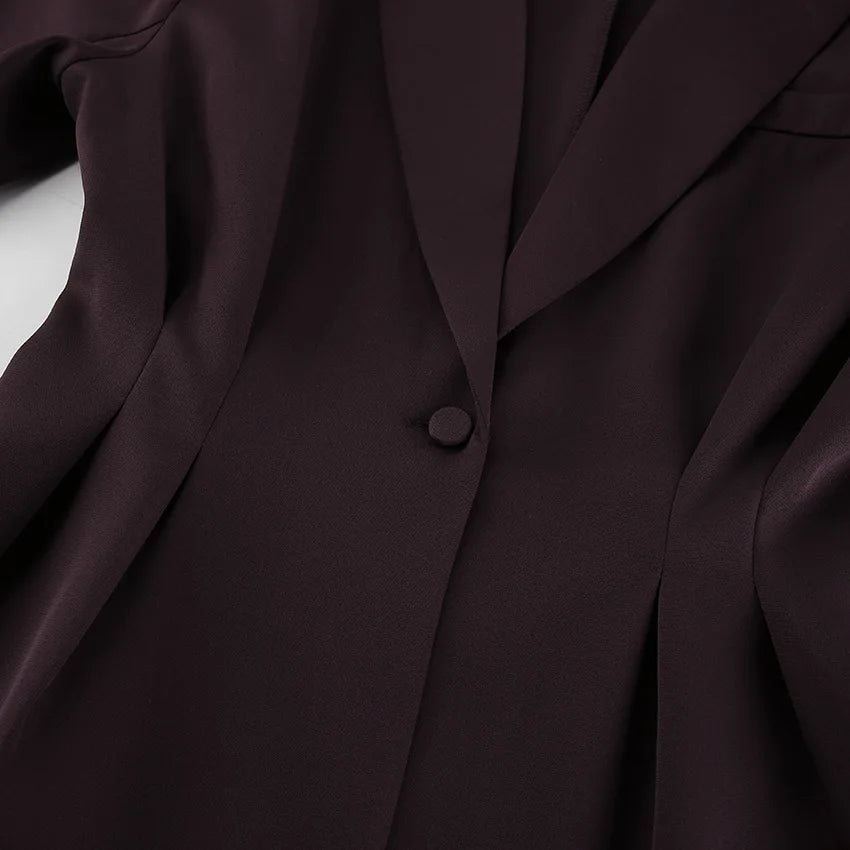 Conjunto de Blazer e Calça Feminino Outono Inverno 2026: Blazer com Decote V Profundo e Cintura Marcada e Calça Pantalona de Cintura Alta – Elegante Traje para o Escritório
