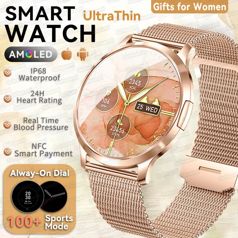 Novo Smartwatch 2026 para Mulheres: Presente com Tela Full Touch de 1.32 Polegadas, Relógio Esportivo Fitness com Chamadas Bluetooth e Smartwatch Digital Feminino