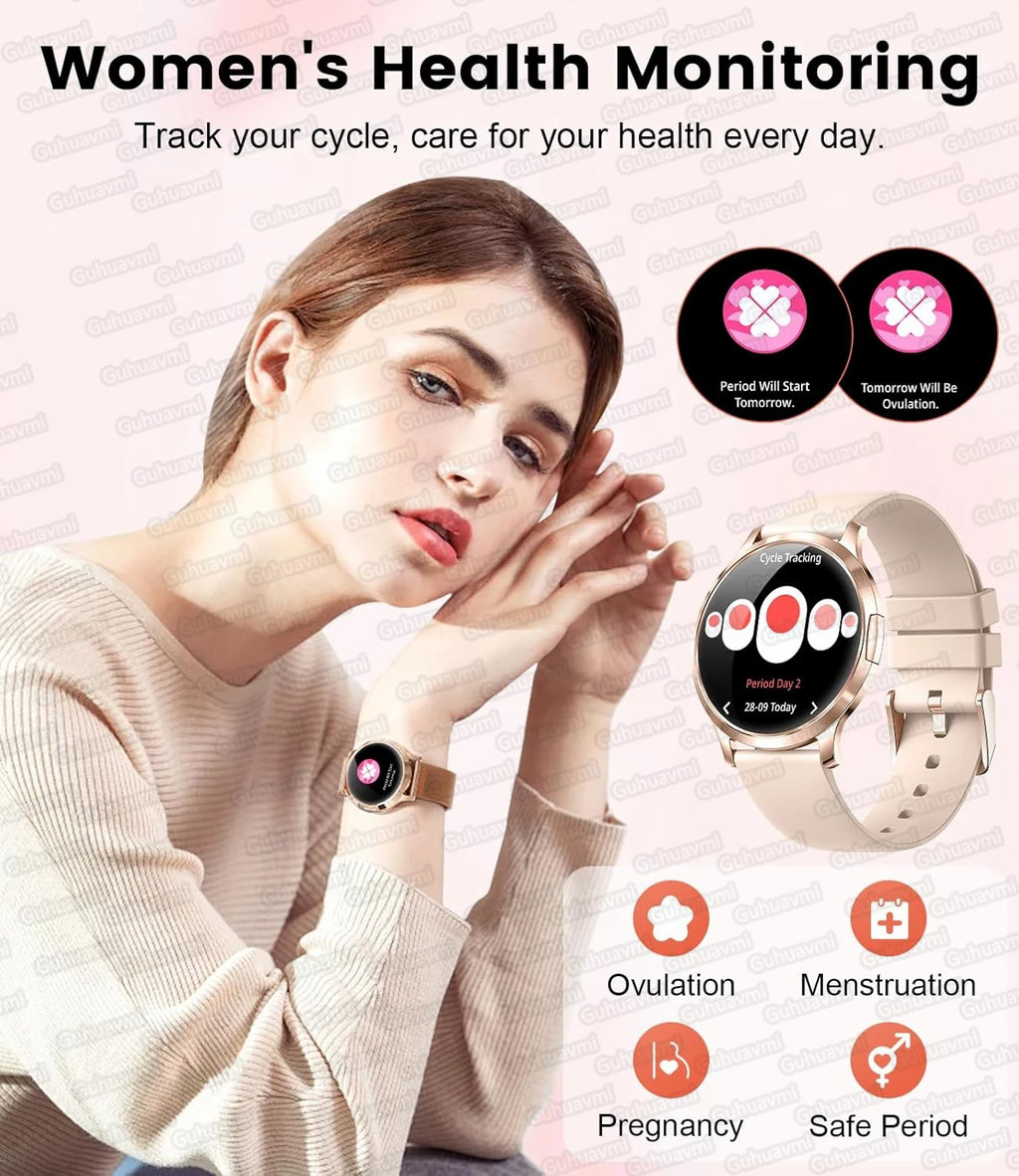 Novo Smartwatch 2026 para Mulheres: Presente com Tela Full Touch de 1.32 Polegadas, Relógio Esportivo Fitness com Chamadas Bluetooth e Smartwatch Digital Feminino
