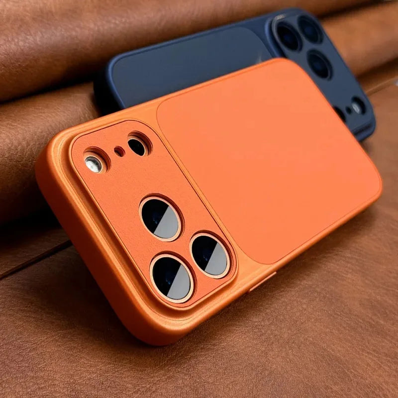 Capa de Telefone Retro Laranja Luxuosa e Nova para iPhone 18, 17Air, 16, 15, 14, 17Pro, 17Promax, Capa Dura com Laterais Macias