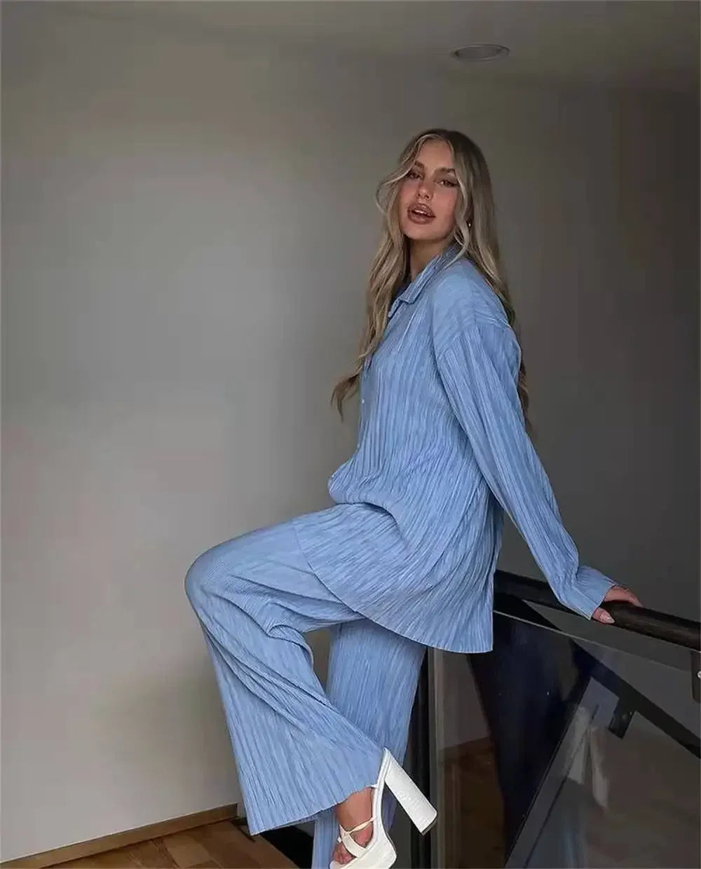 CM.YAYA-conjunto de duas peças de treino para mulheres, camisa de manga comprida, tops e calças largas, moletom elegante, roupas fitness