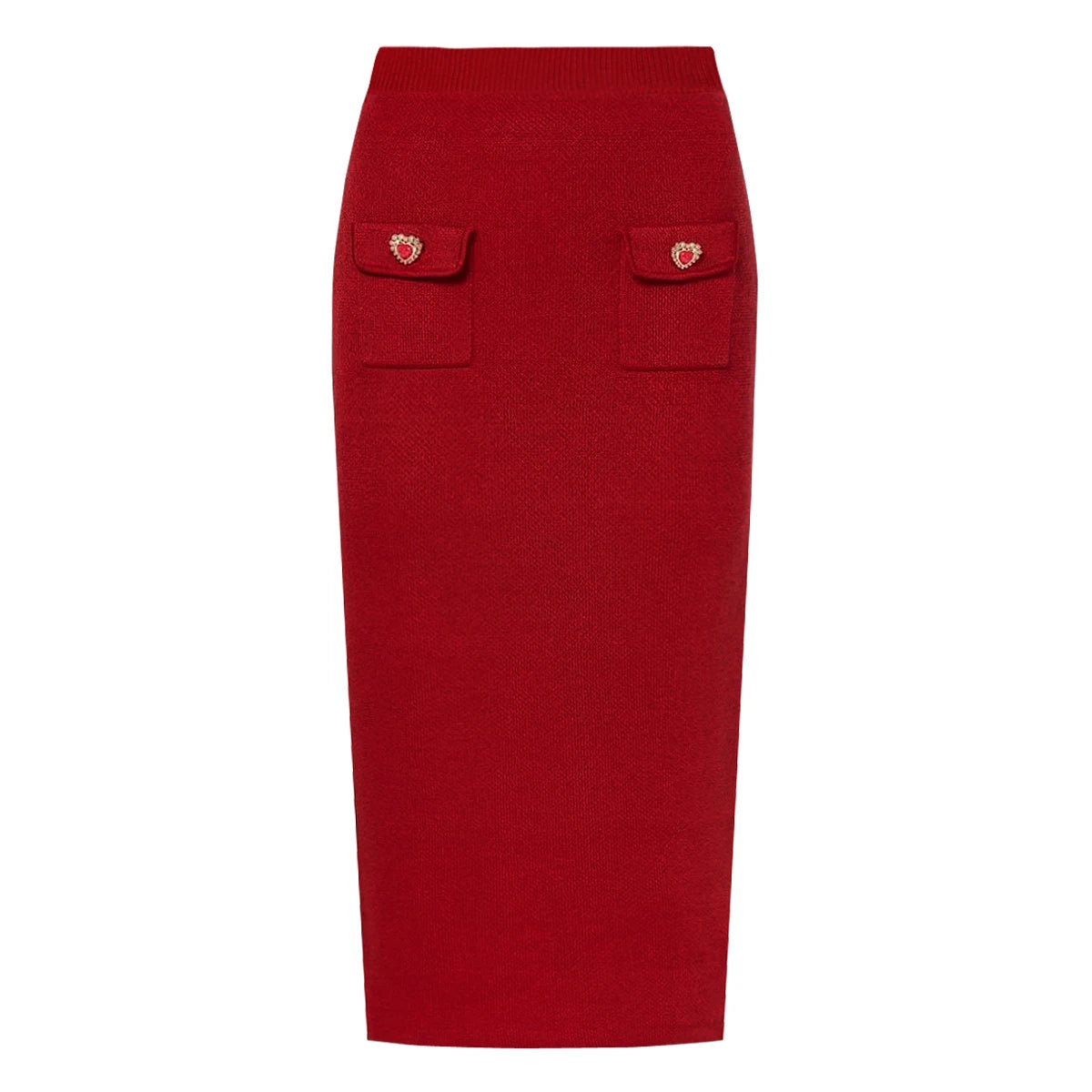 Alta qualidade nova moda elástica de malha em torno do pescoço em forma de coração botão cardigan fino ajuste meia saia conjunto feminino