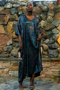 Shadow Of Sequin Shimmer Long Kaftan Dress - Rainbow Black Party Dress