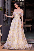 Floral Printed Off The Shoulder A-Line Dress