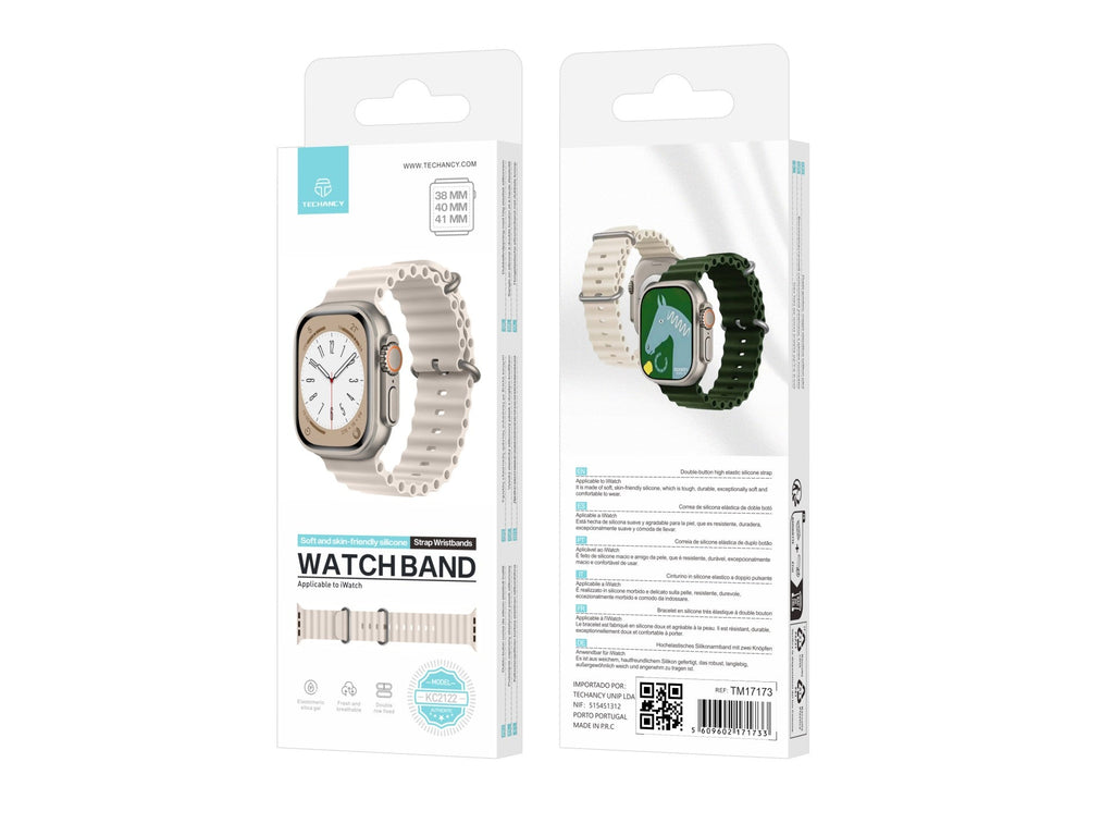 Techancy Bracelete De Silicone Branca KC2122, Compatível Com Apple Watch 38 Mm/40 Mm/41 Mm, Material De Silicone Macio