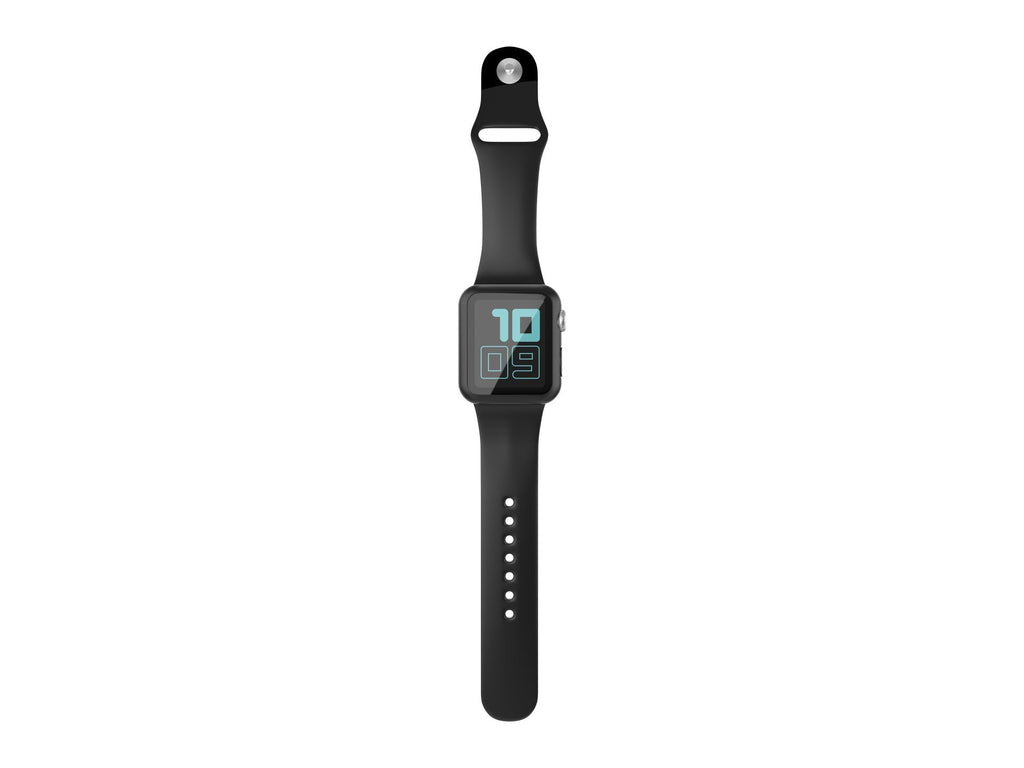 Pulseira de silicone para relógio Techancy, KC2115, com protetor de ecrã, compatível com Apple Watch 38 mm, Preto
