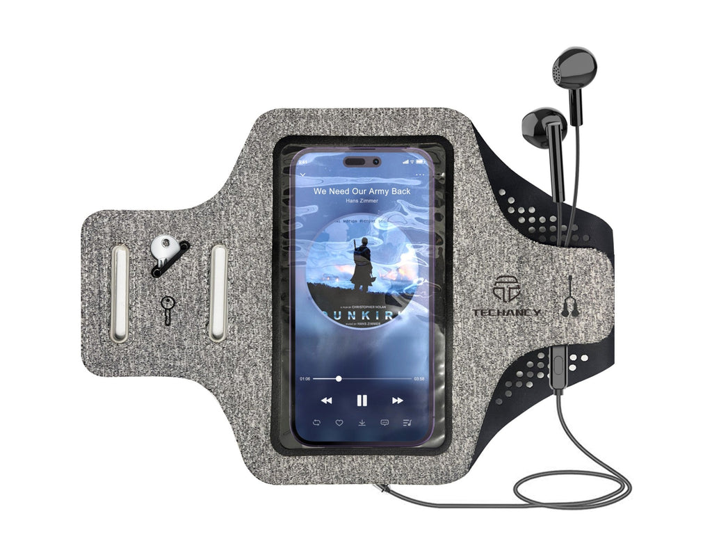 Techancy Bolsa De Braço Desportiva TU7448, Compatível Com Telemóveis De 7,2', Ecrã Tátil Transparente,Tamanho Ajustável,