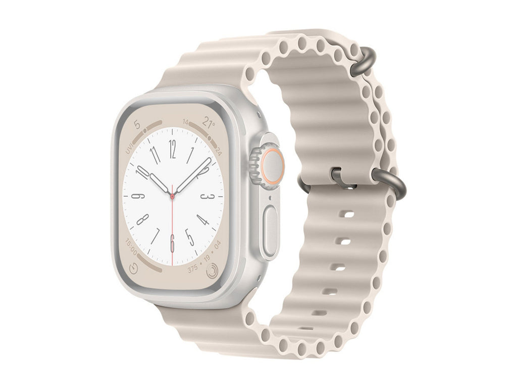 Techancy Bracelete De Silicone Branca KC2122, Compatível Com Apple Watch 42mm/44mm/45mm/49mm, Material De Silicone Macio
