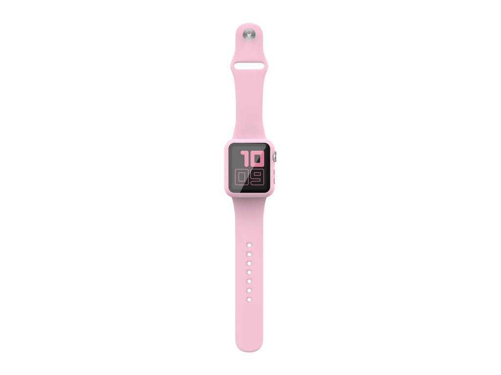 Pulseira de silicone para relógio Techancy, KC2115, com protetor de ecrã, compatível com Apple Watch 40 mm, rosa