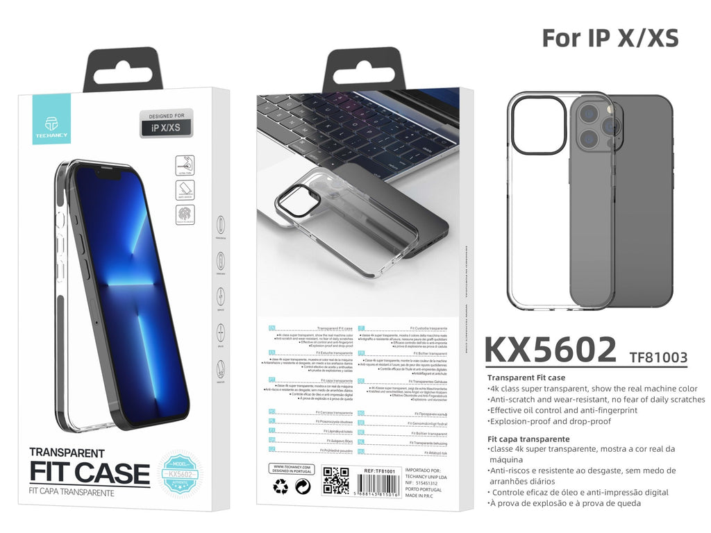 Capa transparente para telemóvel Techancy New Acrylic, KX5602, compatível com iPhone X/Xs, transparente + Preto