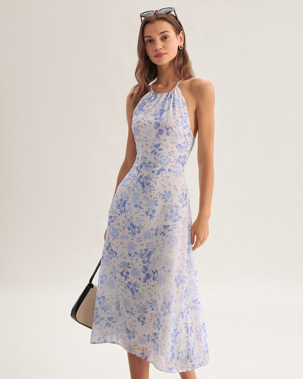 Clarice - Robe Midi Bleu Floral